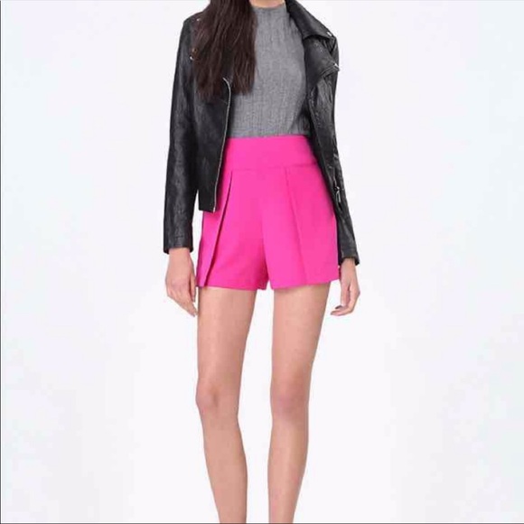 Bebe Pink Crepe Flap Overlay Shorts